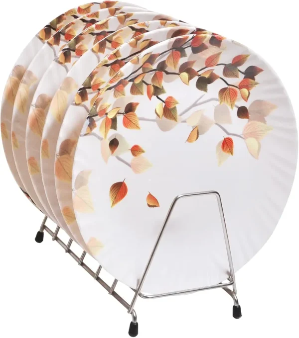 DRIZLING Melamine 11 Inch Round Colorful Flower Printed Dinner, Party & Lunch Plate Set of 6 (Full Plates)