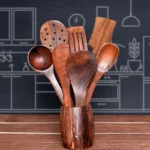 Shisham Wooden Spoon Set - 7 Handmade Utensils with Mini Soup Spoon, Eco-Friendly and Heat-Resistant